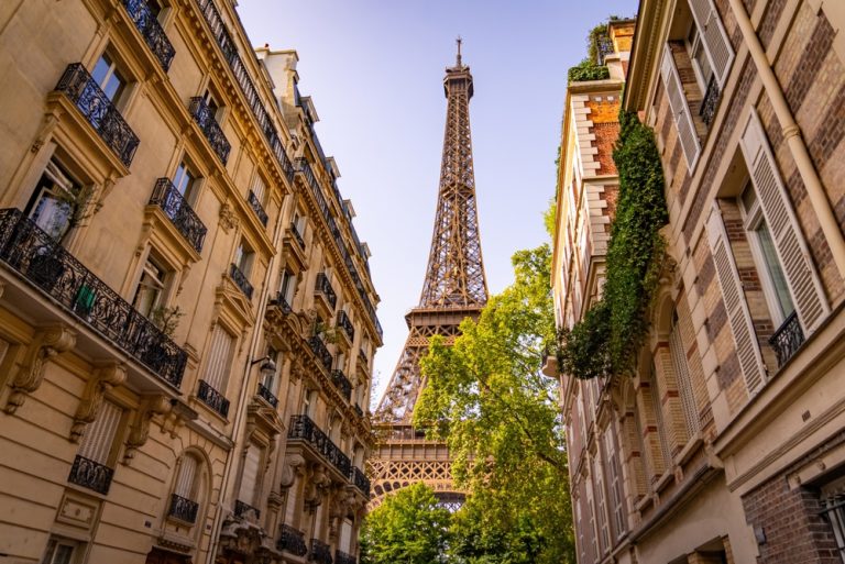 Beautiful,View,To,The,Eiffel,Tower,In,Paris,Between,The